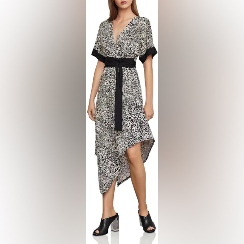 BCBG MaxAzria Aysemetrical Cheetah Dress, M